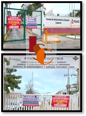 Petroleros de Campeche protestan en Lerma por falta de medicamentos, médicos y equipos. 